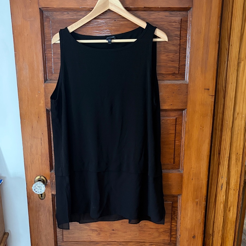 Eileen Fisher Black Silk Sleeveless Tunic